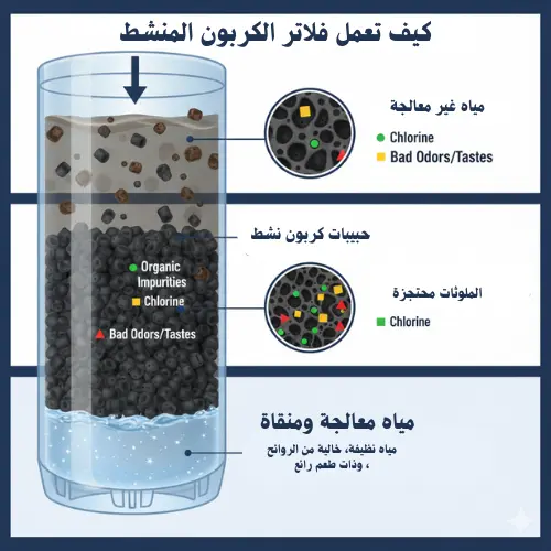 آلية عمل الفحم النشط في تنقية المياه